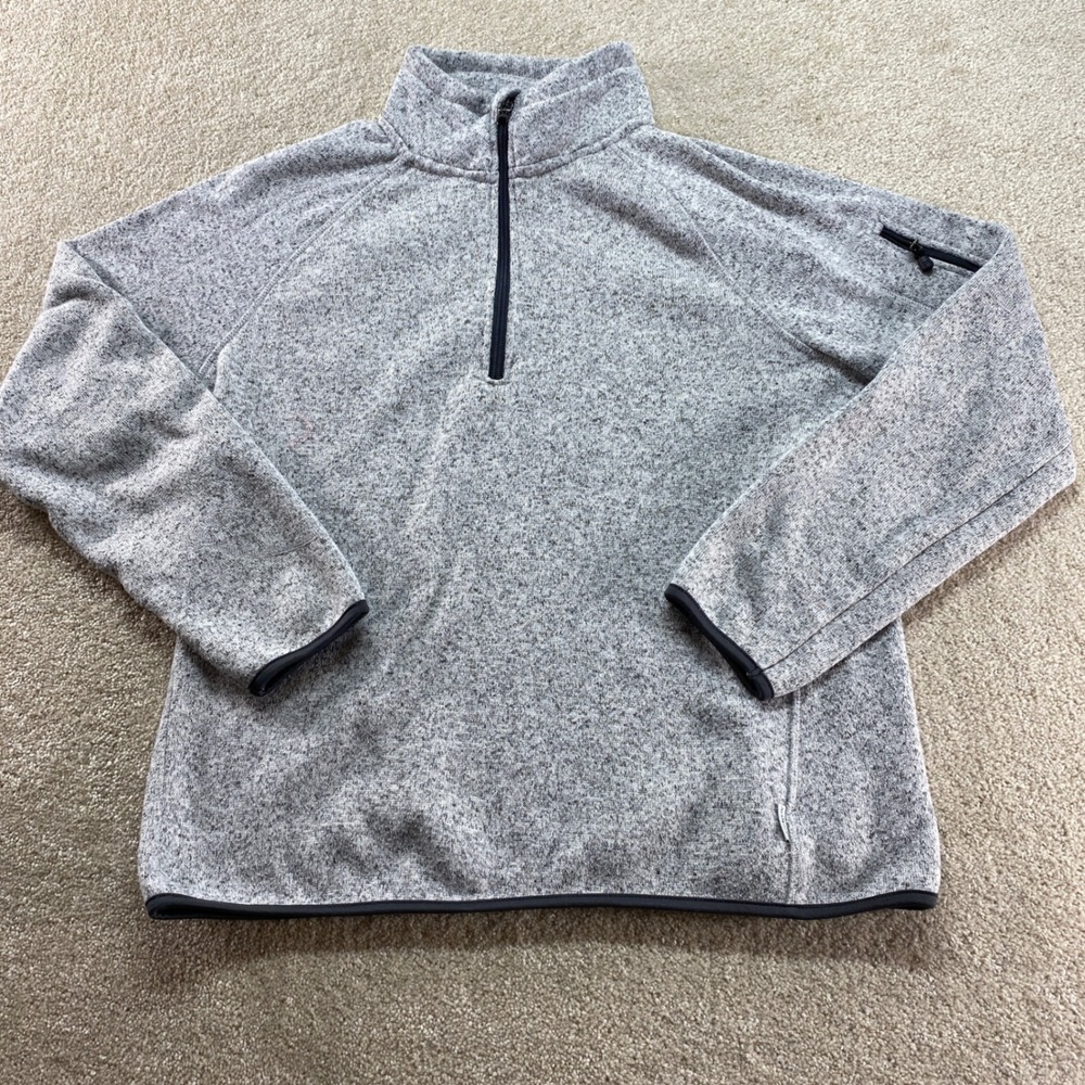 Avalanche Sweater Mens Size Large Gray Speckled Fleece‎ 1/4 Zip Pullover